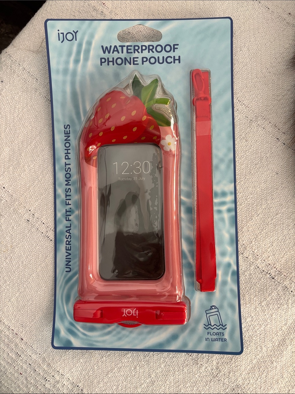 iJoy Red Strawberry Waterproof Phone Pouch with Lanyard